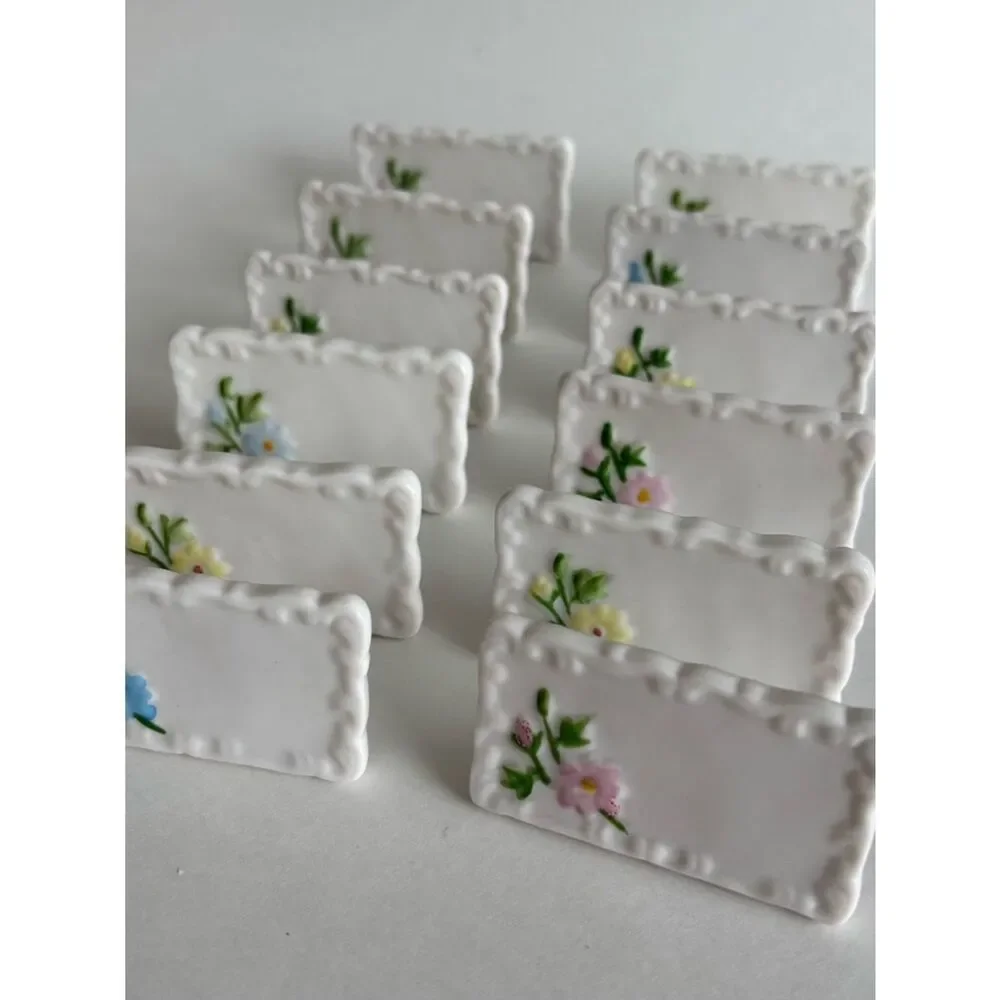 Vintage Shafford Porcelain Flower Name Place Card Set Of 24